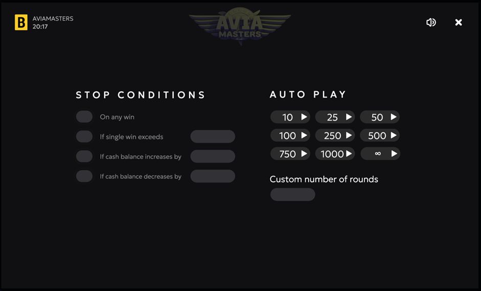 Settings interface for configuring stop rules