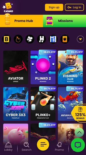 Casino slots menu